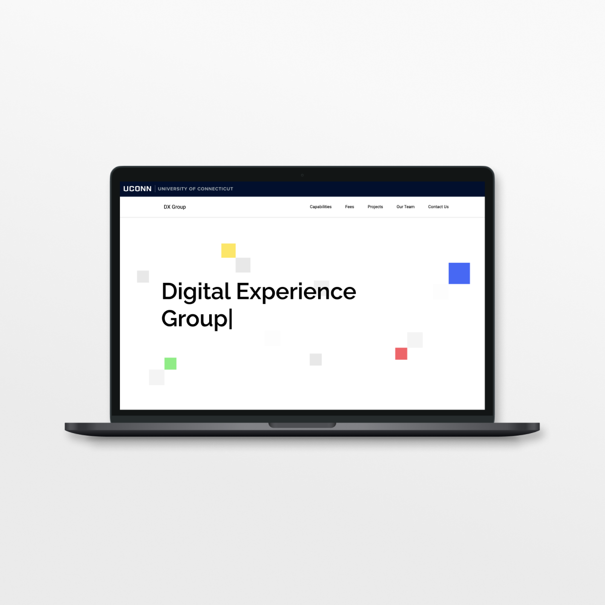 Digital experience group website header on tablet